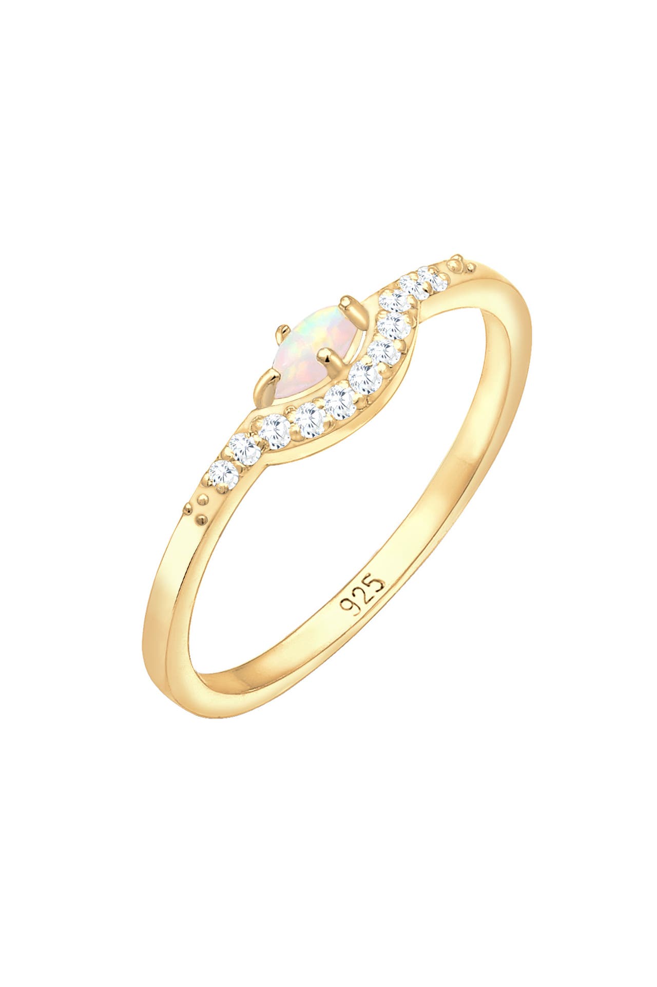 ELLI Ring Elli Ring Vintage Design Zirkonia Marquise Opal 925er Silber Gold, Bild 1