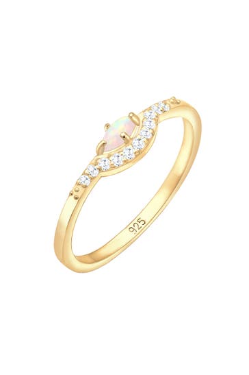 ELLI Ring Elli Ring Vintage Design Zirkonia Marquise Opal 925er Silber Gold