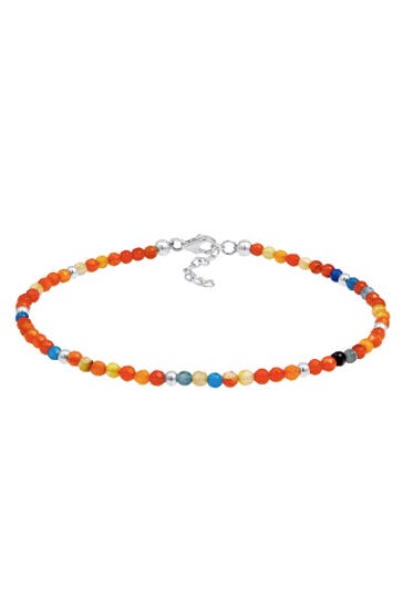 NENALINA Fußschmuck Achat Kugeln Bunt 925 Silber bunt