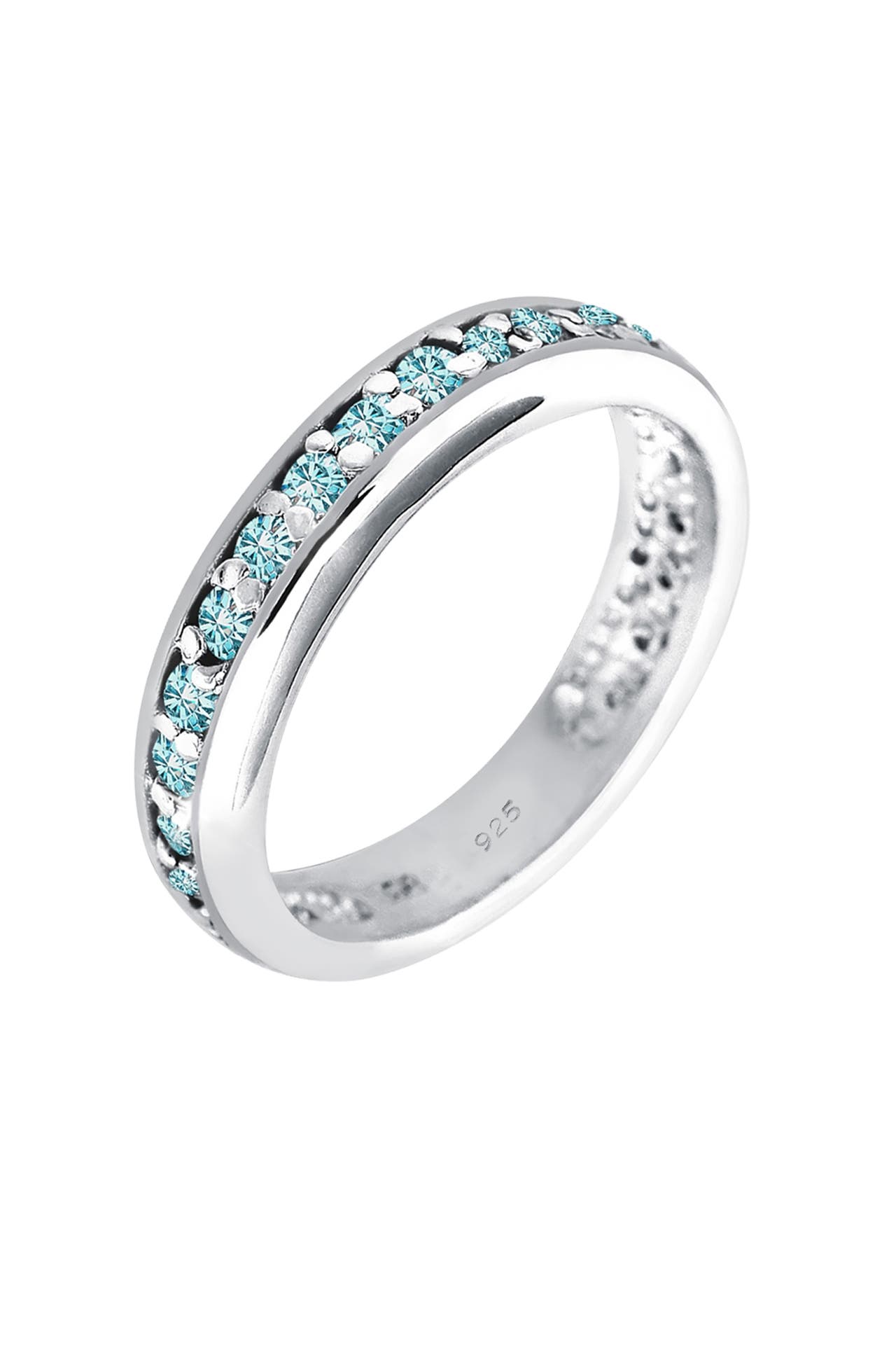 ELLI Ring Memoire 925 Silber, mit Kristallen von Swarovski® Hellblau, Bild 1