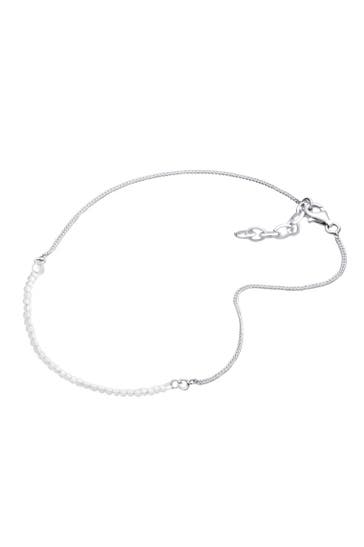 ELLI Fusskettchen Glas Kristalle Weiß 925 Sterling Silver Transparent