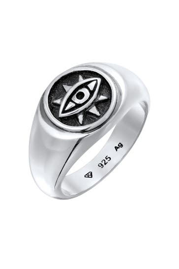 KUZZOI Ring Siegelring Evil Eye 925 Sterling Silber Silber