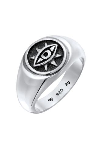 KUZZOI Ring Siegelring Evil Eye 925 Sterling Silber