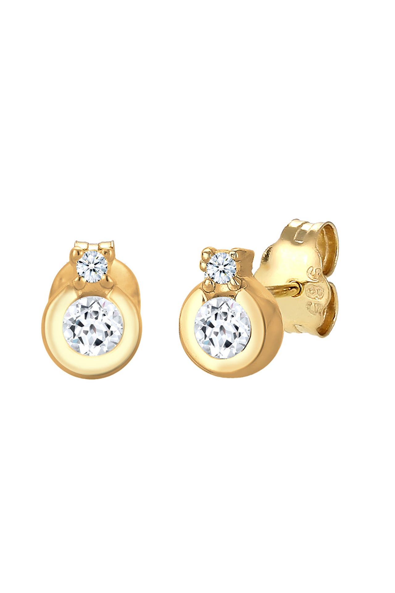 ELLI DIAMONDS Ohrringe Ohrstecker Kreis Topas Diamant Weiß (0.03 ct) 585 Gelbgold Gold, Bild 1