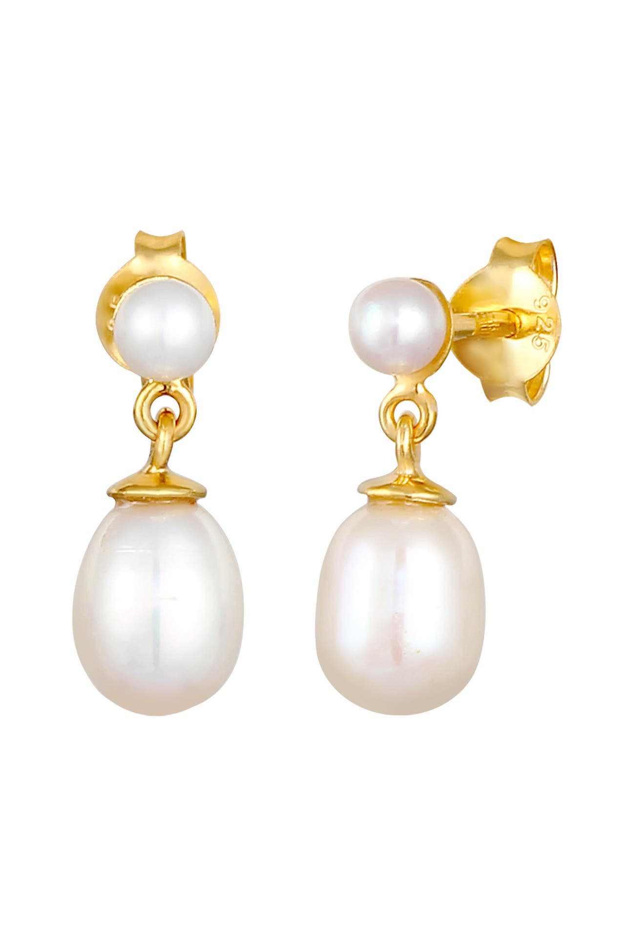 ELLI PREMIUM Ohrringe Stecker Süsswasserzuchtperle Klassik 925 Silber Gold, Bild 1