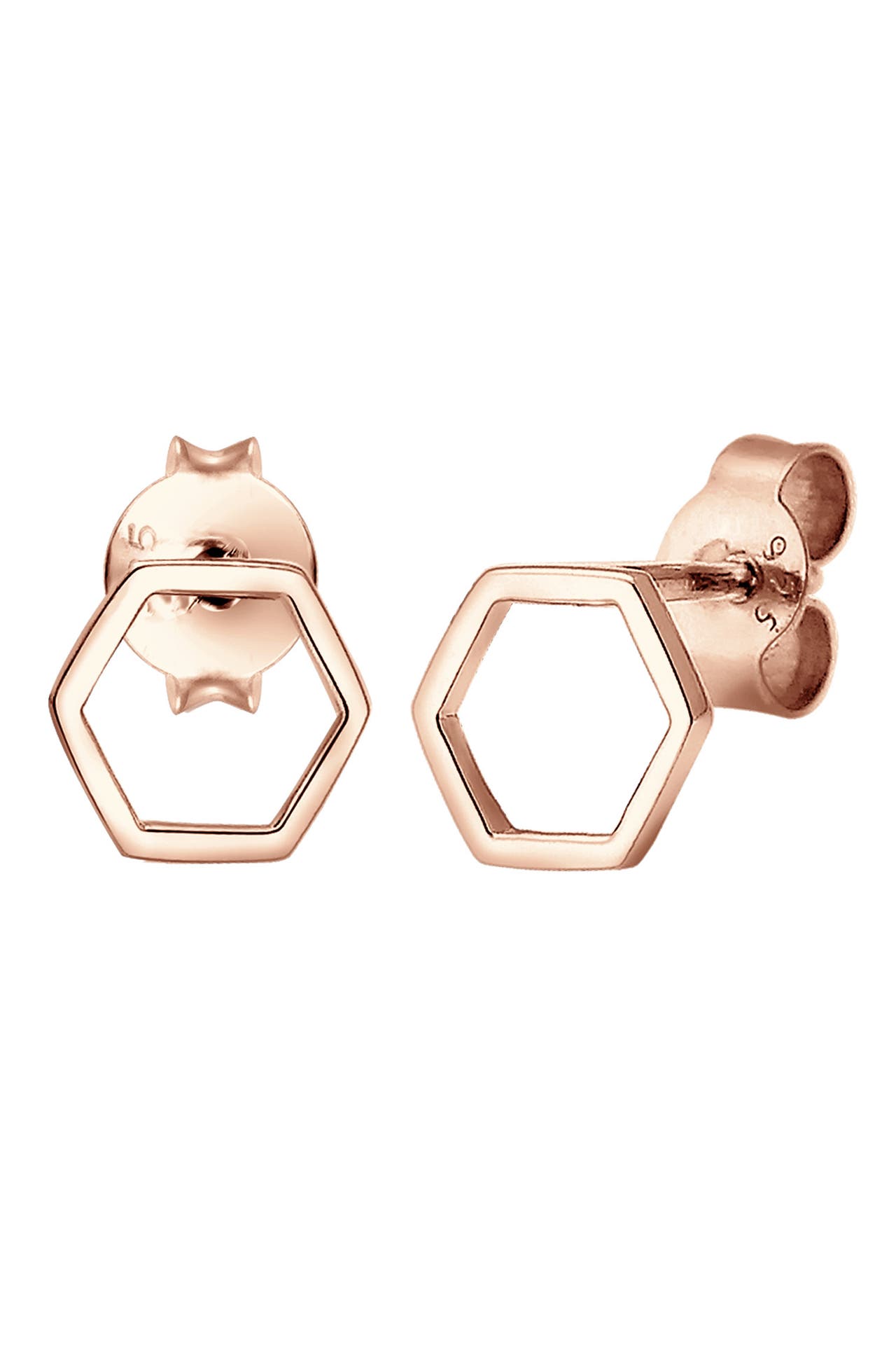 ELLI Ohrringe Hexagon Geo Trend Minimal Filigran 925 Silber Rosegold, Bild 1