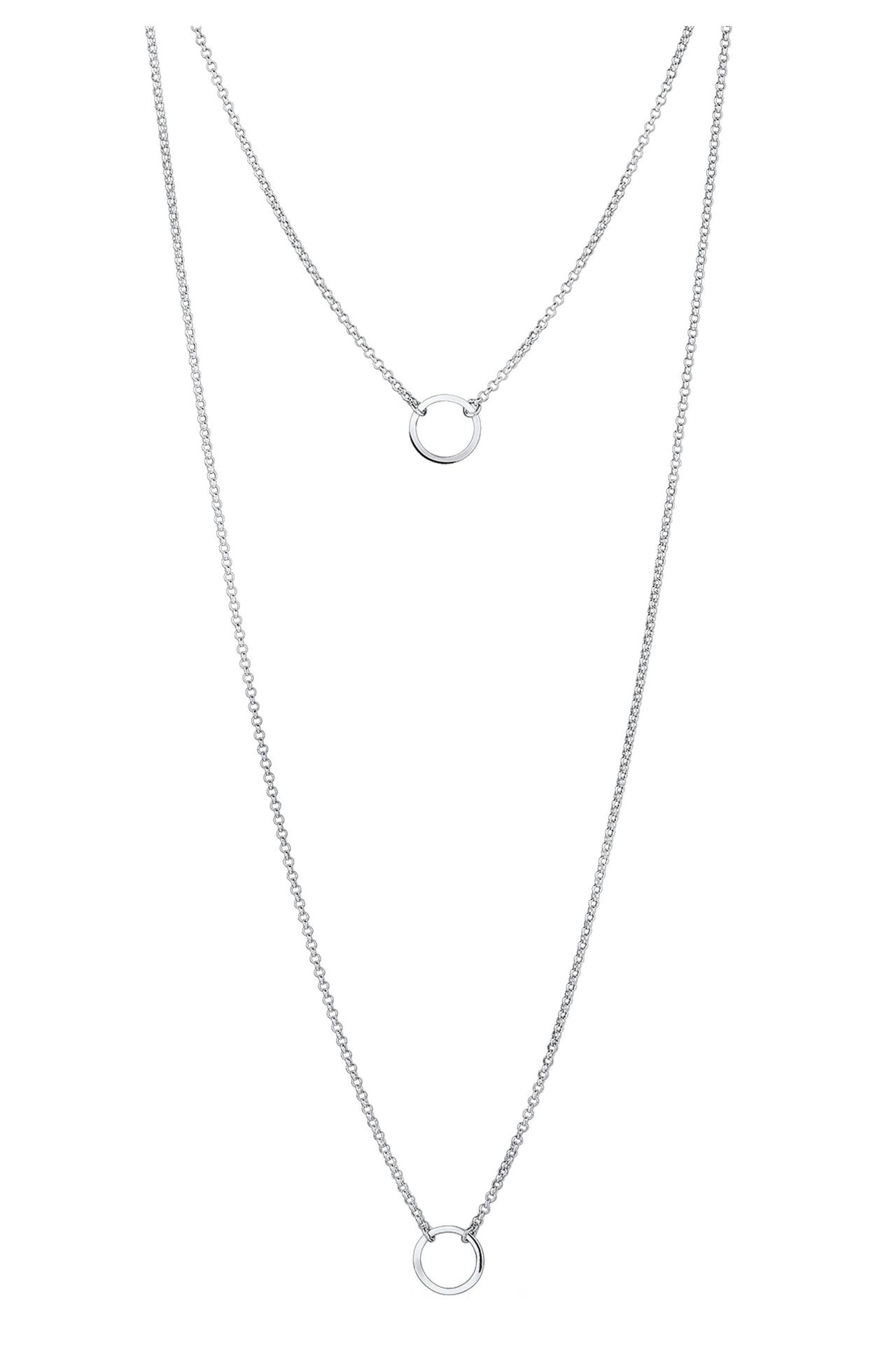 ELLI Kette Layer mit Kreis Anhänger im Lagenlook 925 Silber Silber, Bild 1