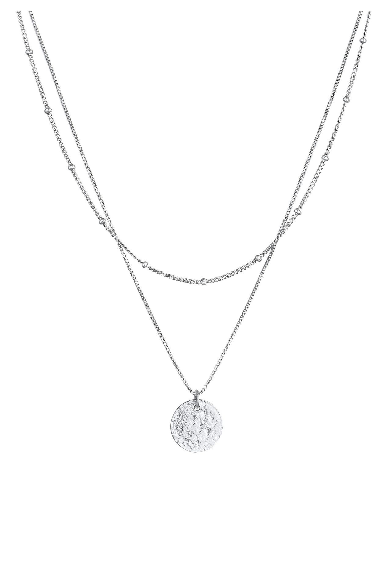 ELLI Kette Layer Plättchen Kugelkette Boho 2-lagig 925 Silber Silber, Bild 1