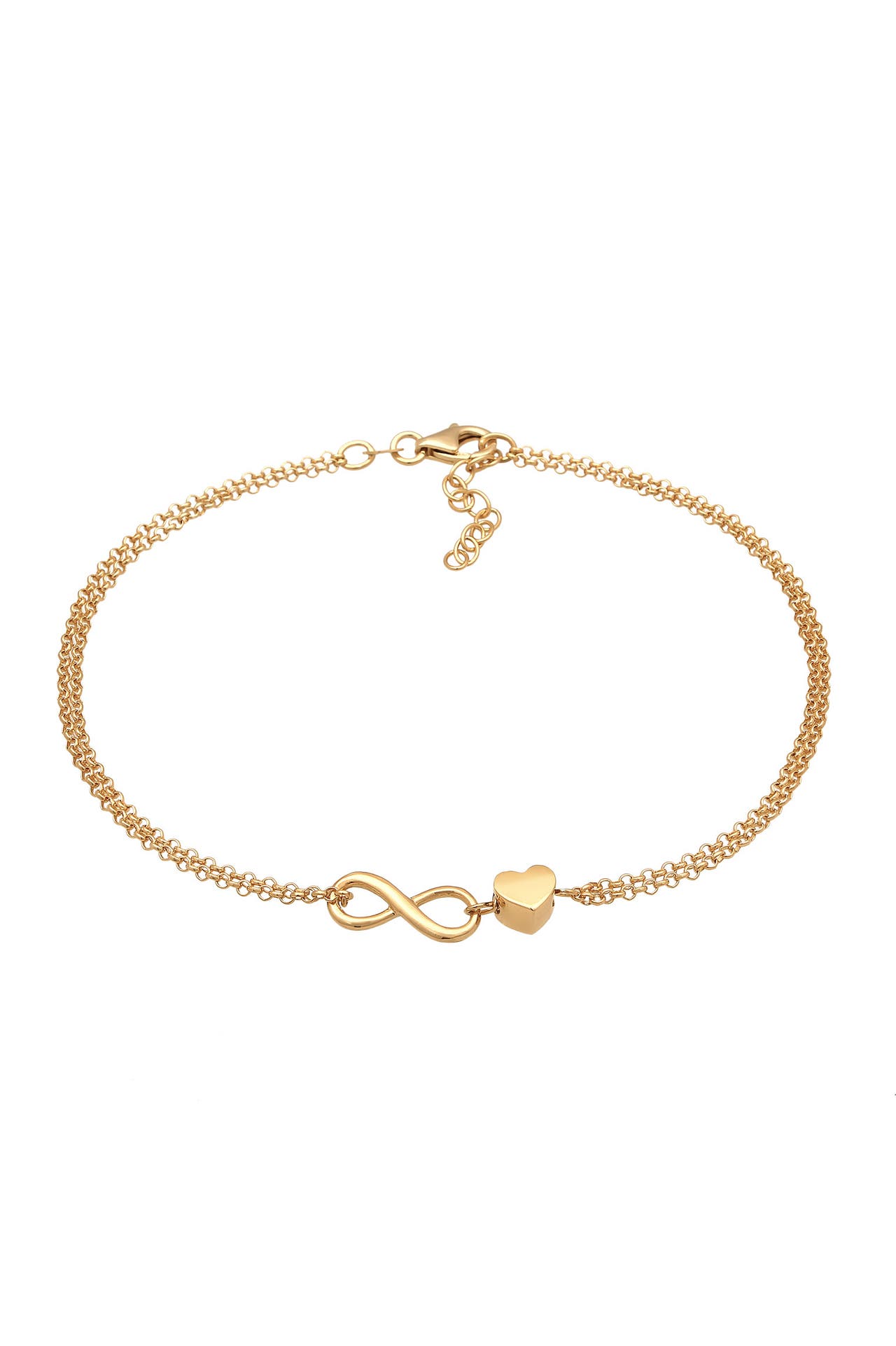 ELLI Fusskettchen Herz Unendlichkeit Infinity 925 Silber Gold, Bild 1