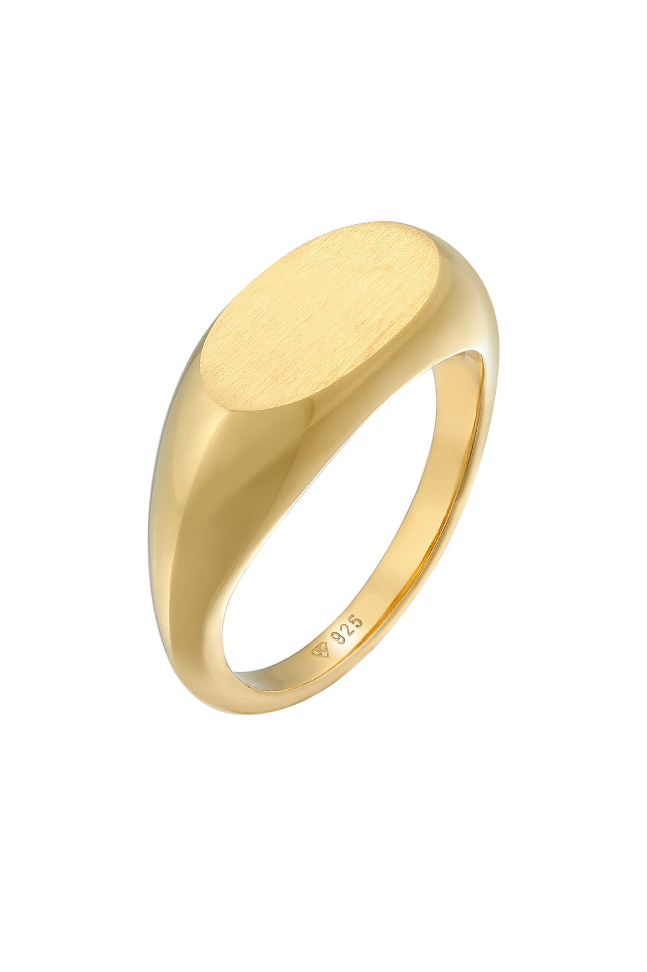ELLI Ring Siegelring Oval Glanz Geo Basic Trend 925 Silber Gold, Bild 1
