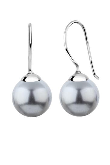 NENALINA Ohrringe Hänger Basic Synthetische Perle 925 Silber Grau