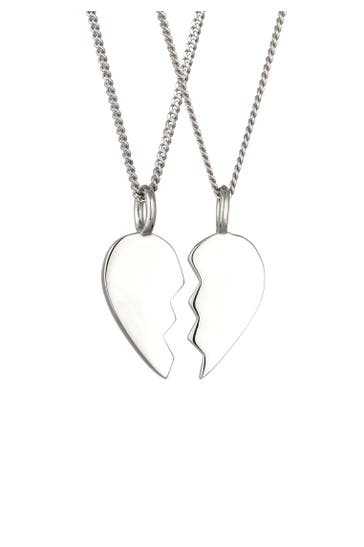 ELLI Schmuckset Set mit geteilten Herz 925 Sterling Silber Silber