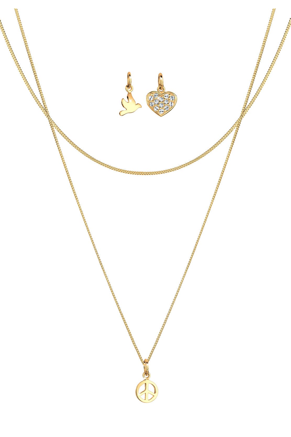 ELLI Kette Set Peace mit Kristallen von Swarovski® 925 Silber vergoldet Gold, Bild 1