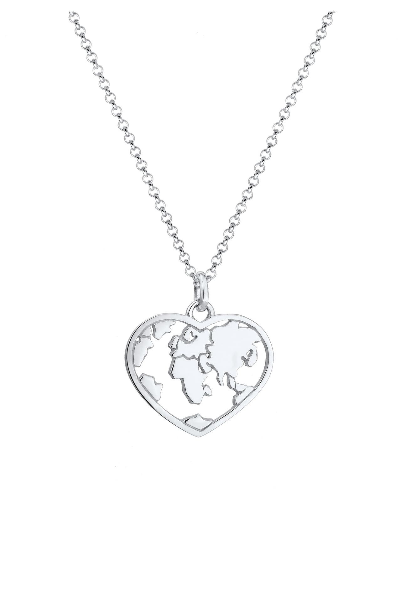 ELLI Kette Herz Weltkugel Globus Erbskette Trend 925 Silber Silber, Bild 1