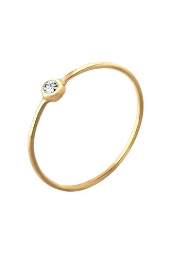 ELLI Ring Solitär Stapelring 925 Silber, mit Kristallen von Swarovski® Gold