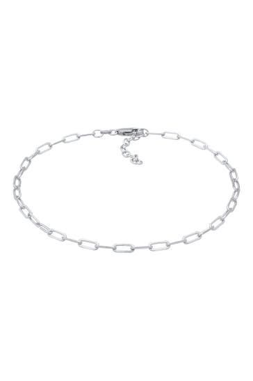 ELLI Fusskettchen Glieder Oval Basic Chain Optik 925 Silber Silber
