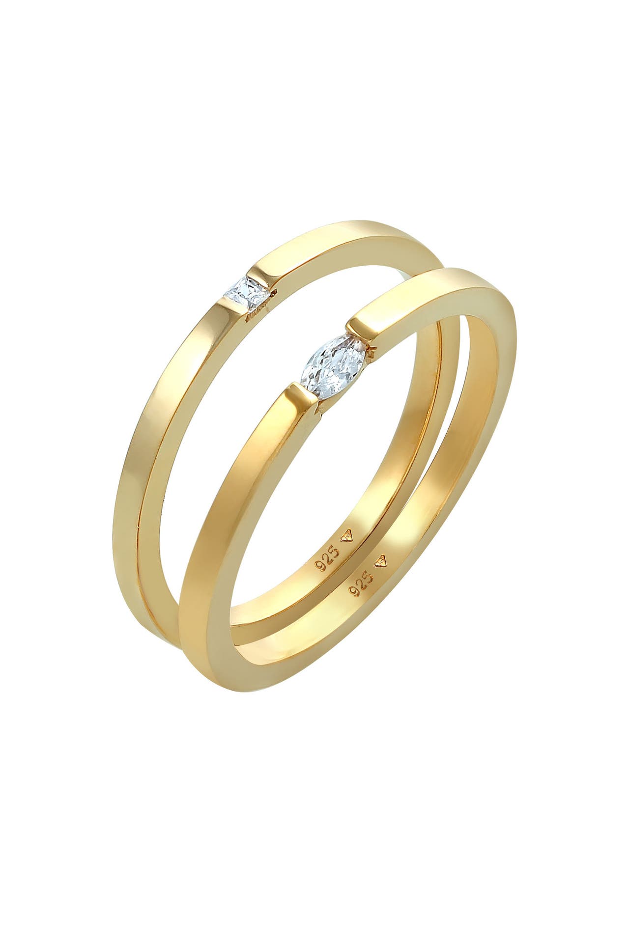 ELLI Ring Ring Solitär Zirkonia Klassik Set 925 Silber Gold, Bild 1