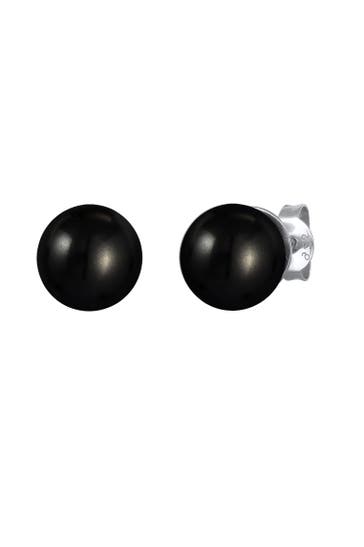 NENALINA Ohrringe Synthetische Perle 925 Silber Schwarz