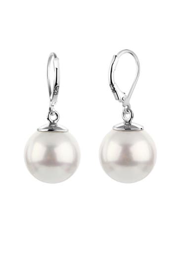 NENALINA Ohrringe Ohrhänger Muschelkernperle Klassisch 925 Silber Silber