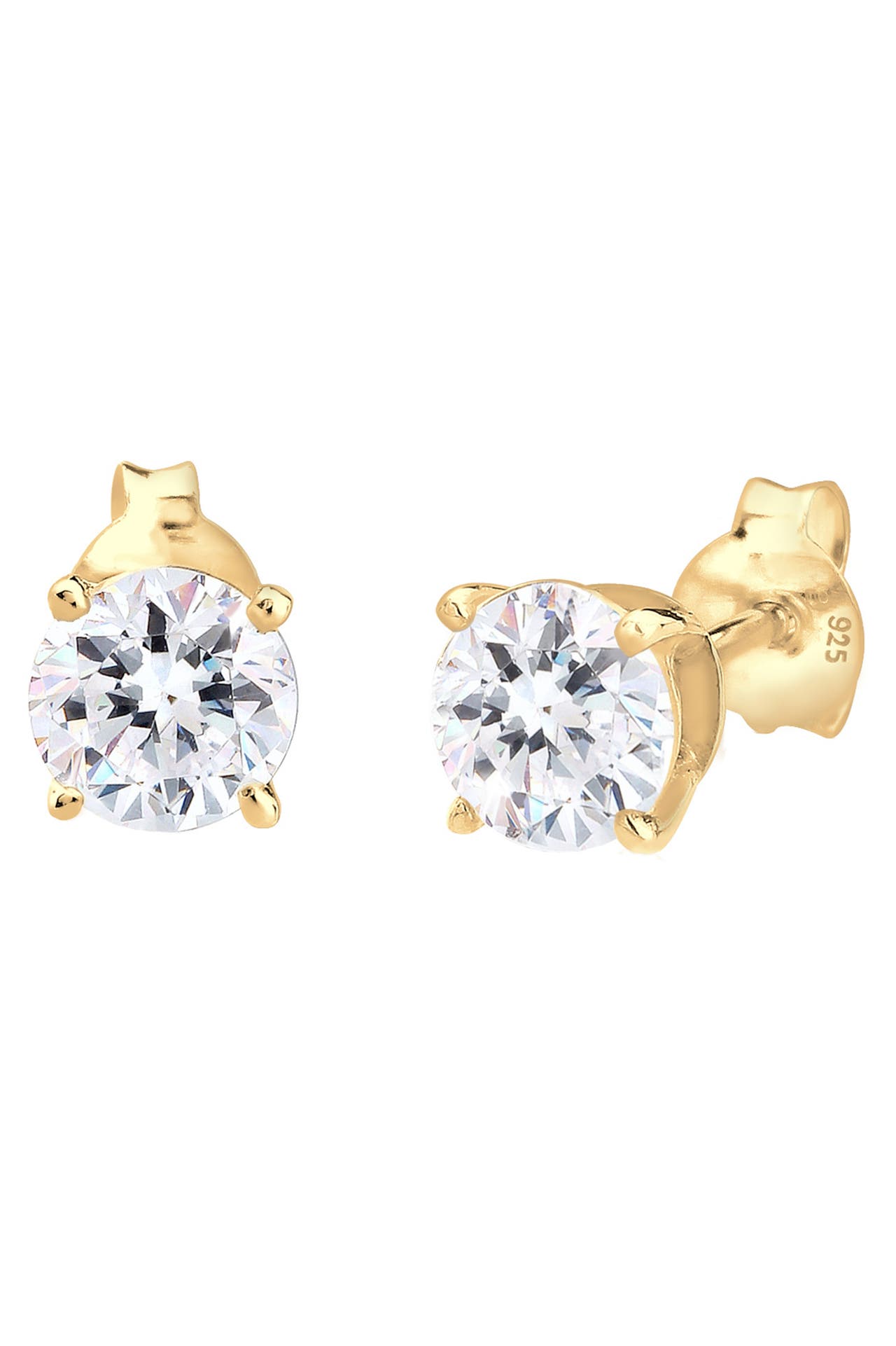 ELLI Ohrringe Basic Rund Weiß 925 Silber, mit Kristallen von Swarovski® Gold, Bild 1