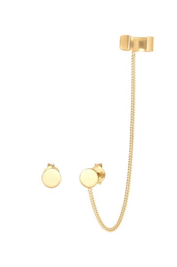ELLI Ohrringe Stecker Earcuff Klemme Rund Plättchen 925 Silber Gold