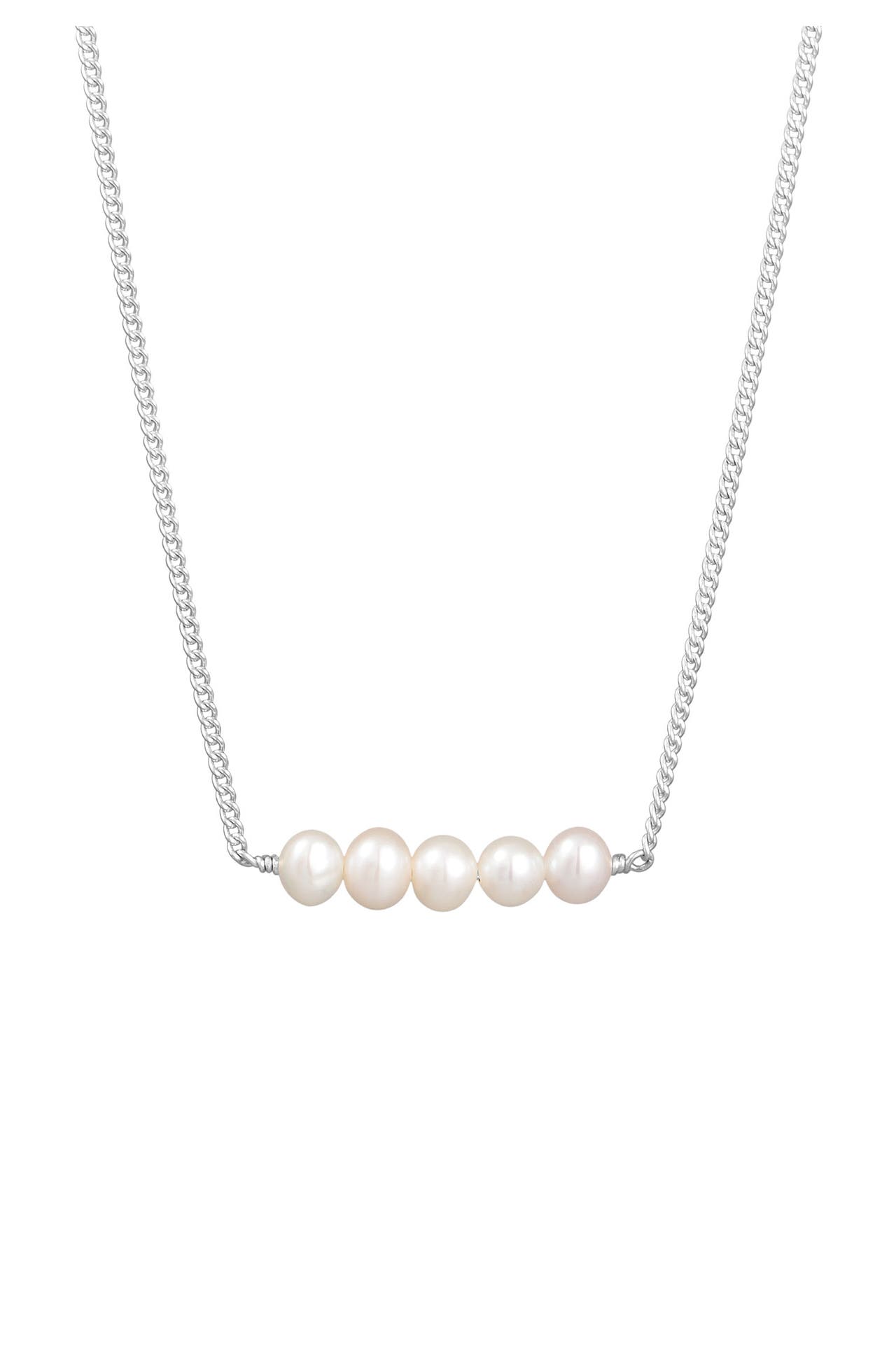 KUZZOI Kette Süßwasserperlen Elegant 925 Silber Silber, Bild 1