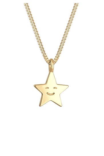 ELLI Halskette Kinder Stern mit Smiling 925 Sterling Silber vergoldet