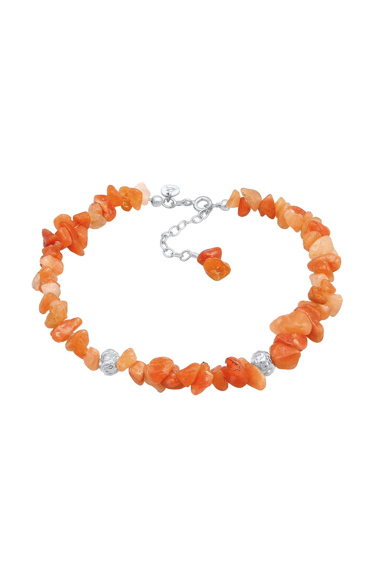 ELLI PREMIUM Fusskettchen Aventurin Steinsplitter Bead 925 Silber Silber, Bild 1