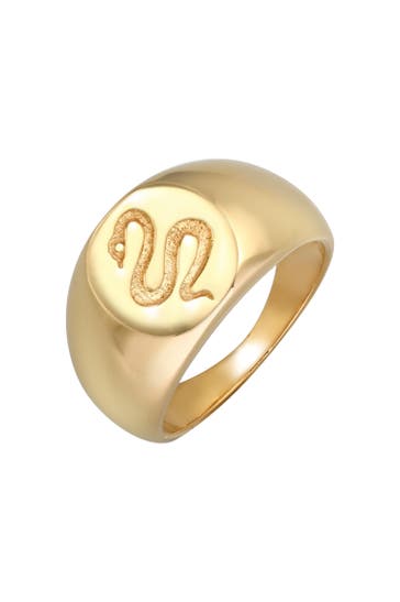 ELLI PREMIUM Ring Siegelring Schlange Kraft Symbol 925 Silber Gold