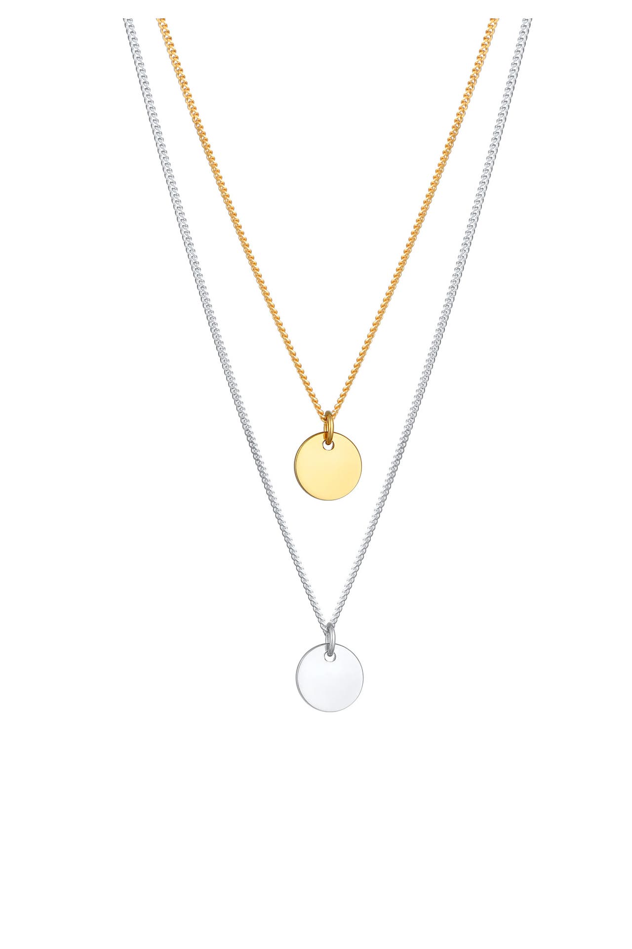 ELLI Kette Layer Kette mit Kreis Plättchen 925 Silber Bunt, Bild 1