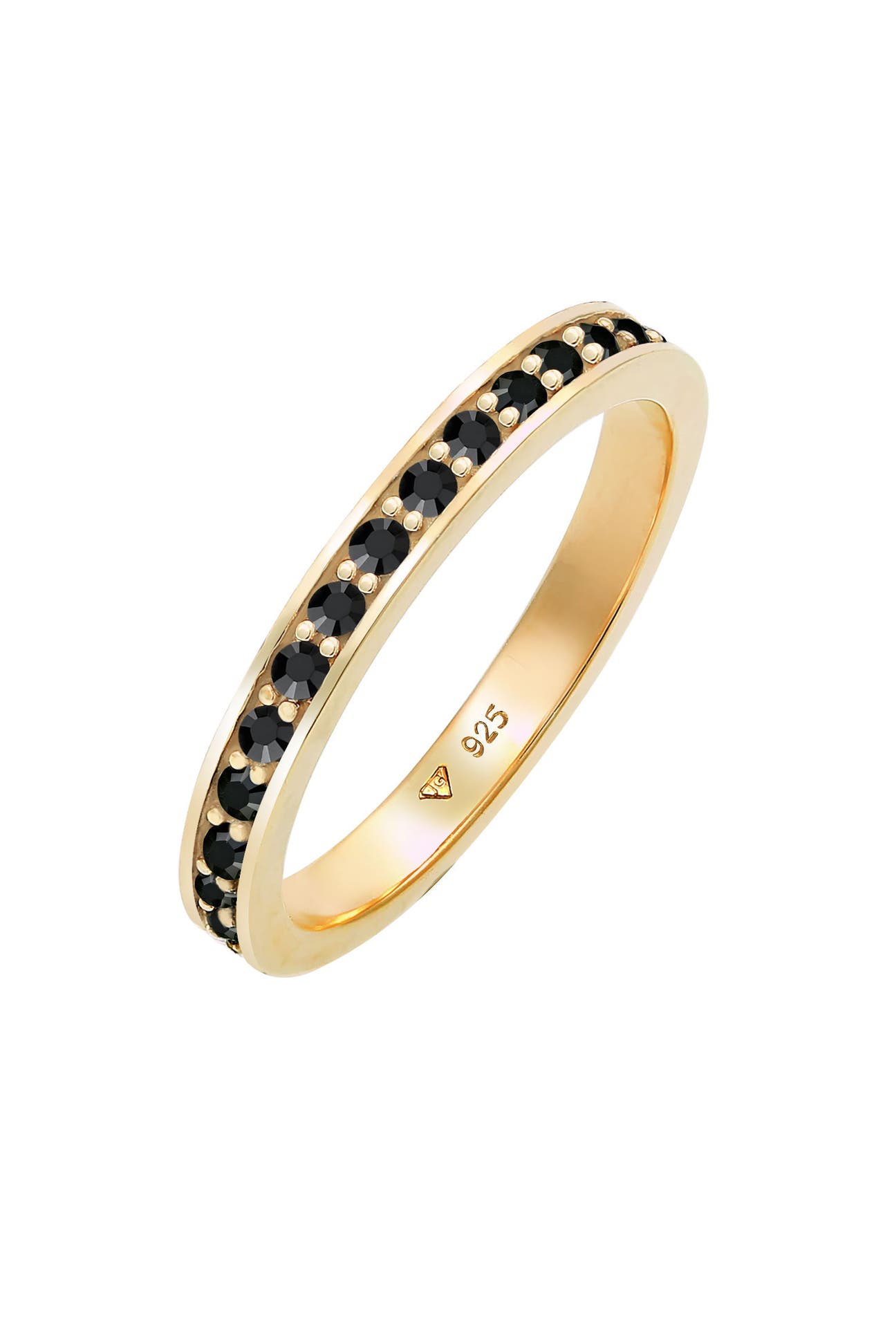 ELLI Ring Bandring Memoire Glas Kristalle Weiß 925 Silber vergoldet Schwarz, Bild 1