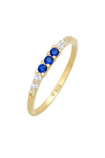 ELLI Ring Zirkonia Saphir synthetisch Verlobung 925 Silber Gold