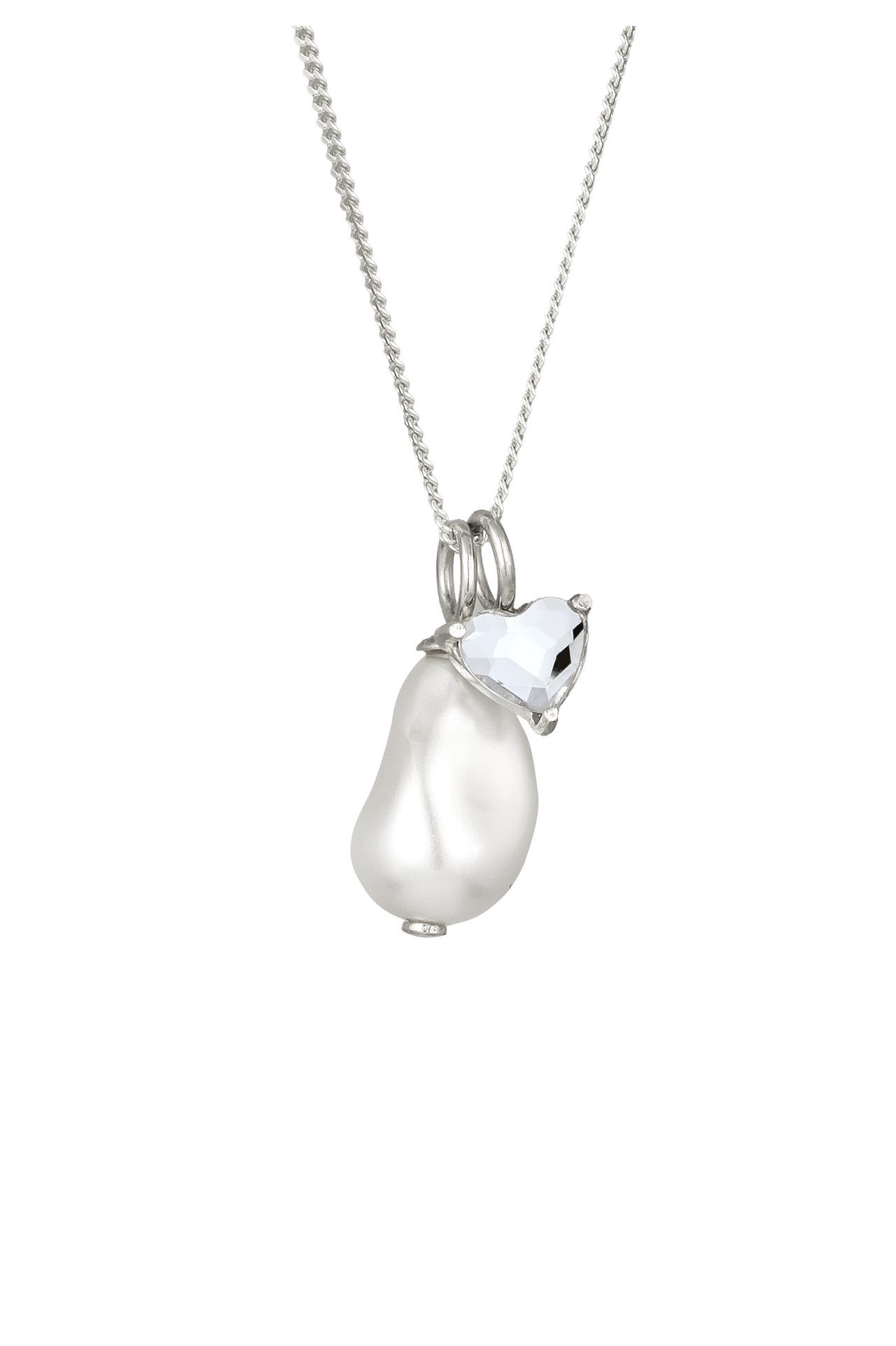 ELLI Kette Herz Synthetische Barock Perle 925 Sterling Silber, mit Kristallen von Swarovski® Silber, Bild 1