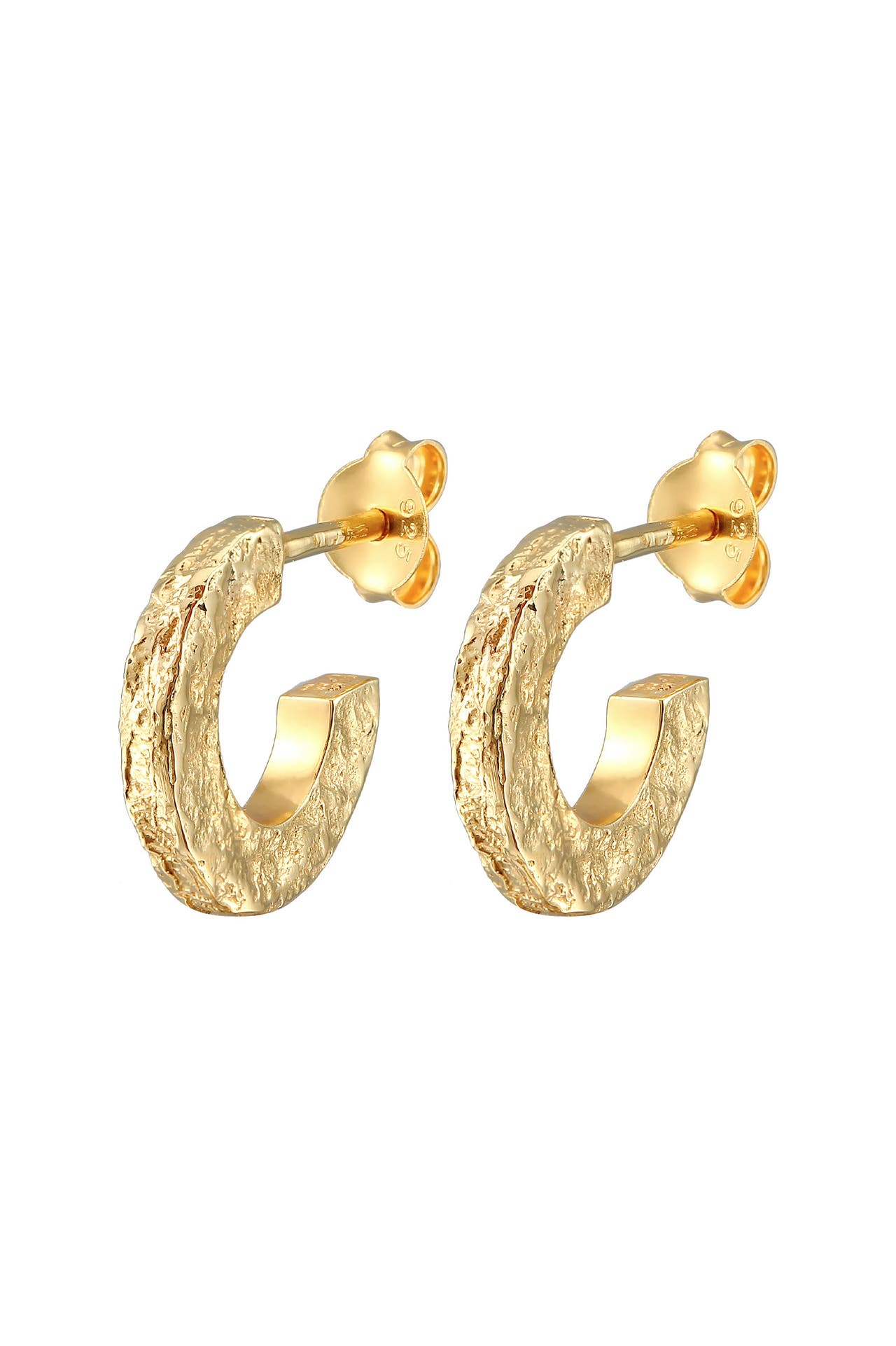 ELLI Ohrringe Creolen Stecker Used Organic Look 925 Silber Gold, Bild 1
