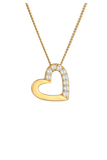 ELLI PREMIUM Kette Herz Zirkonia 585 Gelbgold Gold