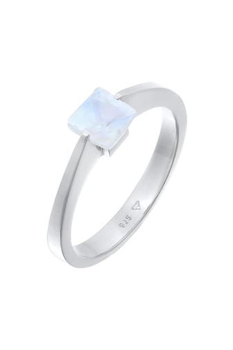 ELLI PREMIUM Ring Solitär Edelstein Viereck Klassik 925 Silber Silber