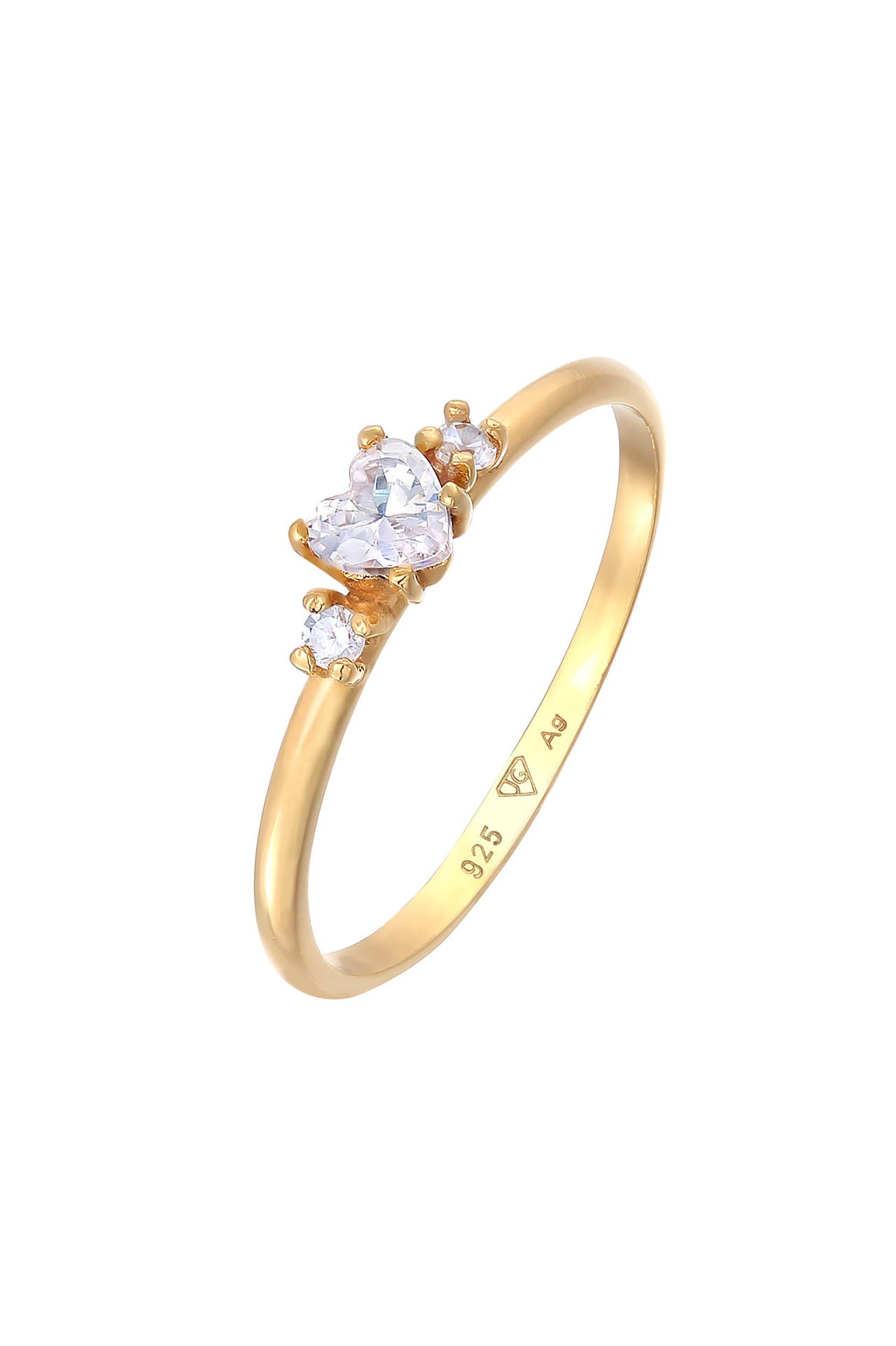 ELLI Ring Herz Zirkonia Liebe Verlobung 925 Silber Gold, Bild 1