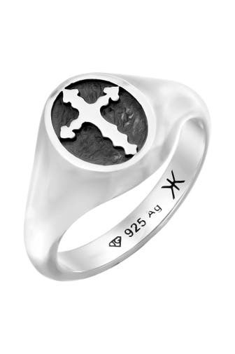 KUZZOI Ring Siegelring Kreuz 925 Sterling Silber Silber
