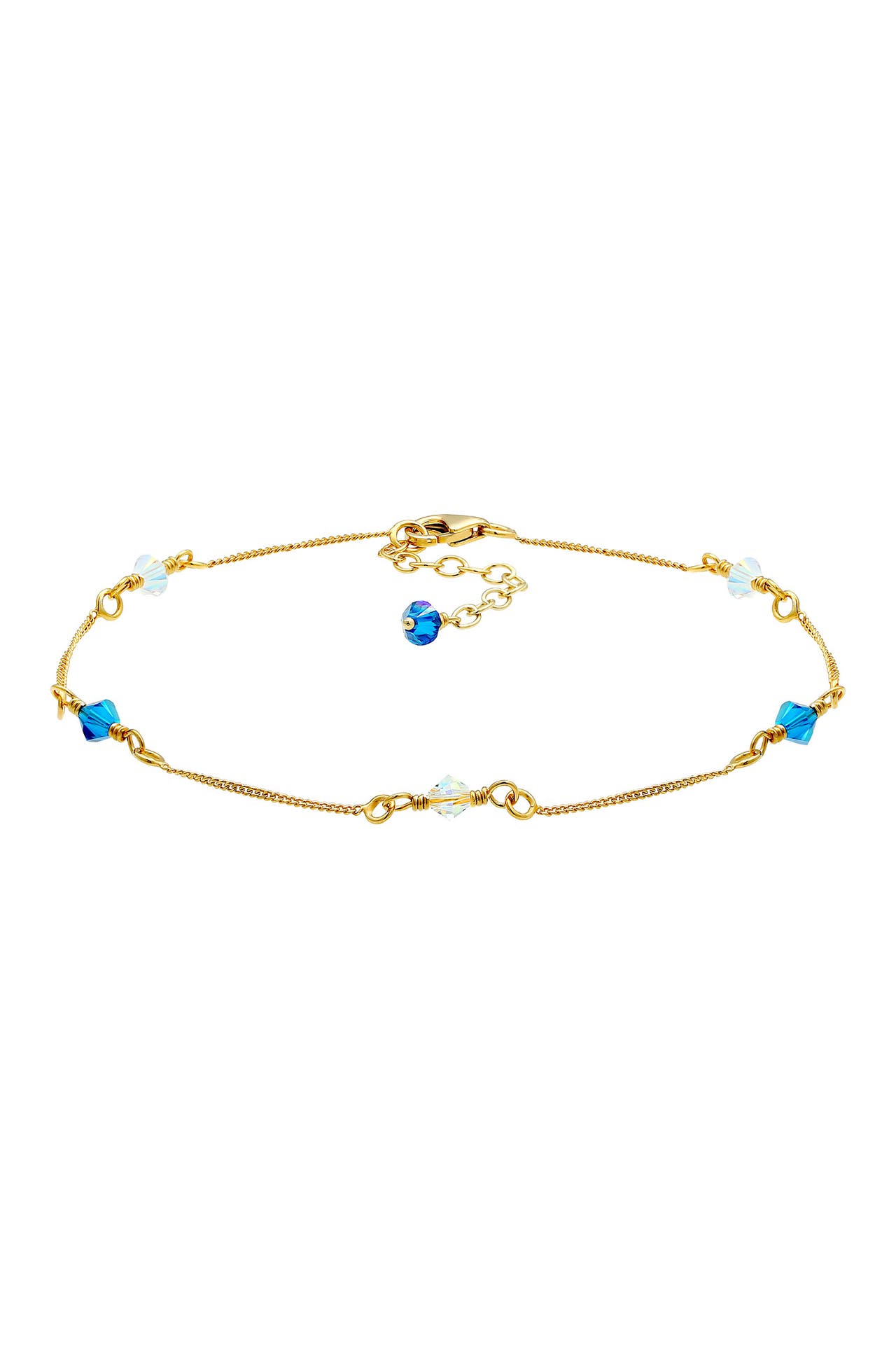 ELLI Fusskettchen Trend mit Kristalle in 925 Sterling Silber Dunkelblau, Bild 1