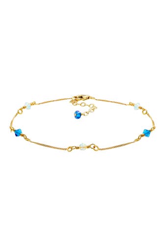 ELLI Fusskettchen Trend mit Kristalle in 925 Sterling Silber Dunkelblau