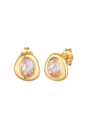 ELLI PREMIUM Ohrringe Quarz Edelstein Engelshaar Elegant 925 Silber Gold