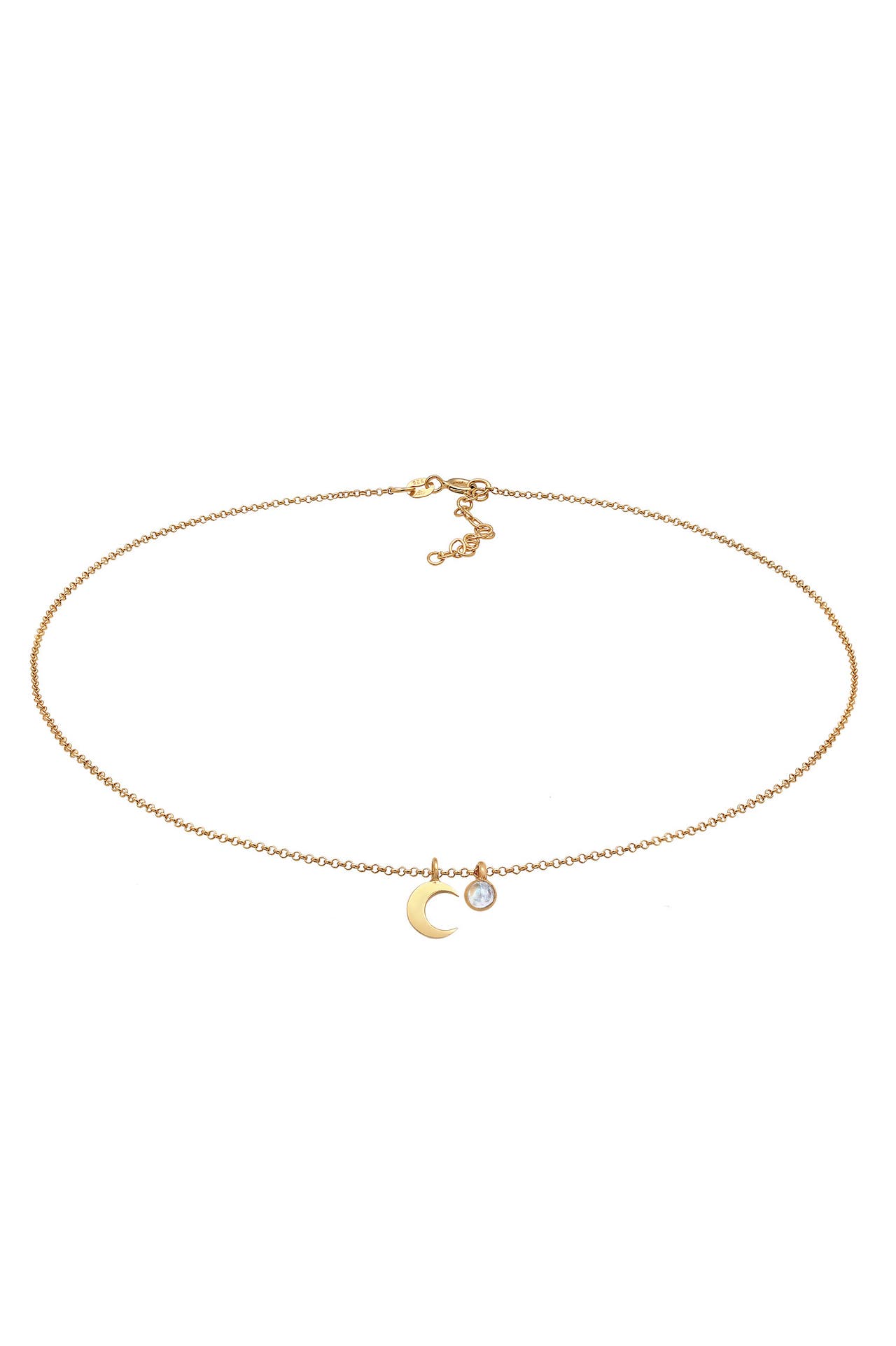 ELLI Kette Choker Halbmond Astro Mondstein 925 Silber Gold, Bild 1