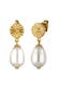 Ohrringe Ohrstecker Synthetische Perle Weiß 925 Sterling Silber vergoldet Gold