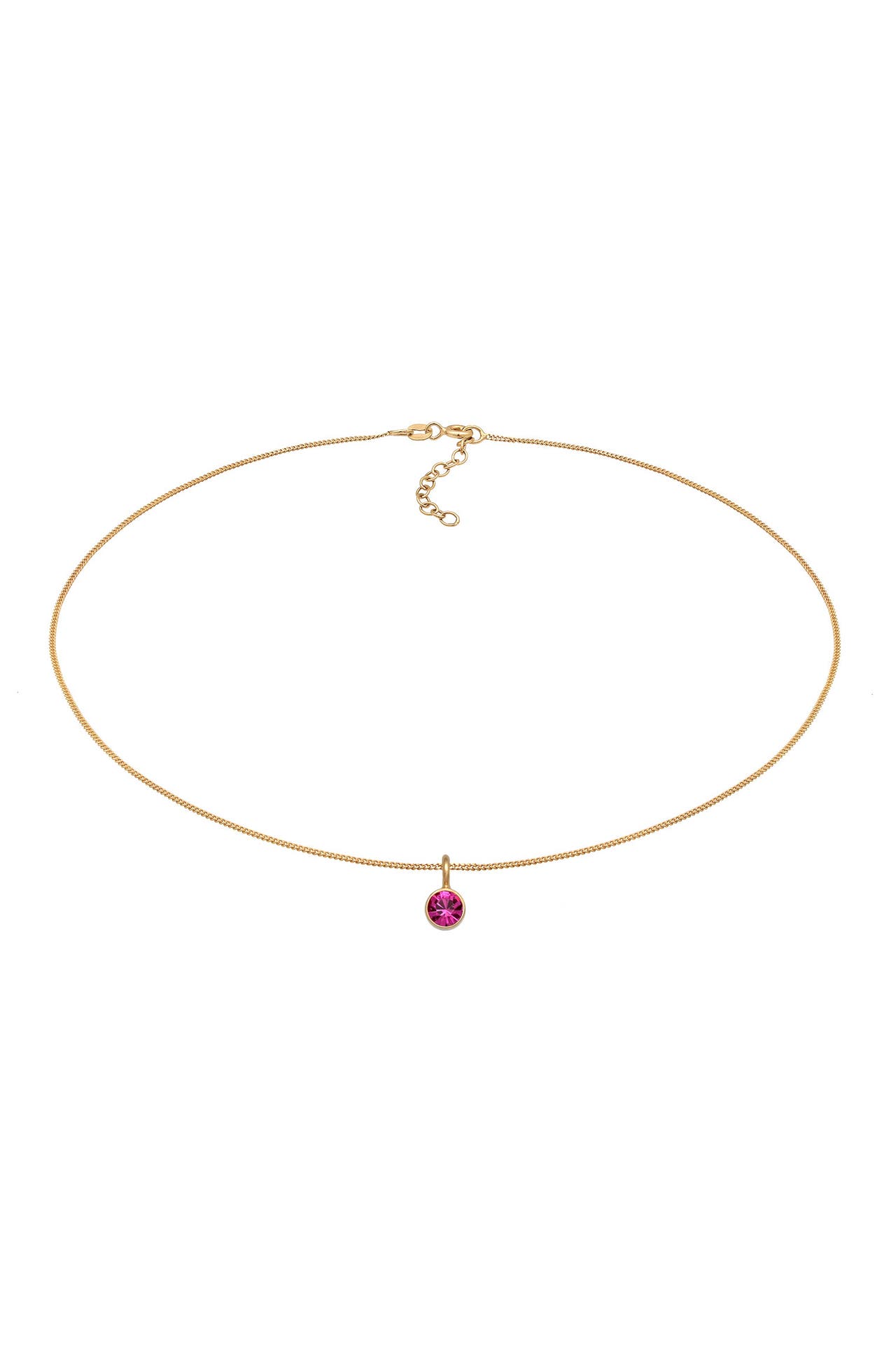 ELLI Kette Kristall Solitär Pink 925 Silber Gold, Bild 1