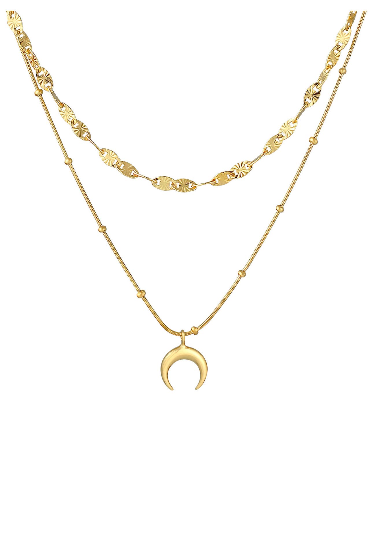 ELLI Kette Layer Plättchen Mond Sichel Kugelkette 925 Silber Gold, Bild 1