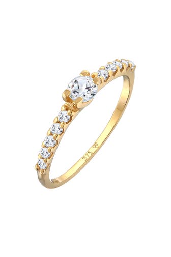 ELLI PREMIUM Ring Topas Solitär Verlobung 375er Gelbgold Gold