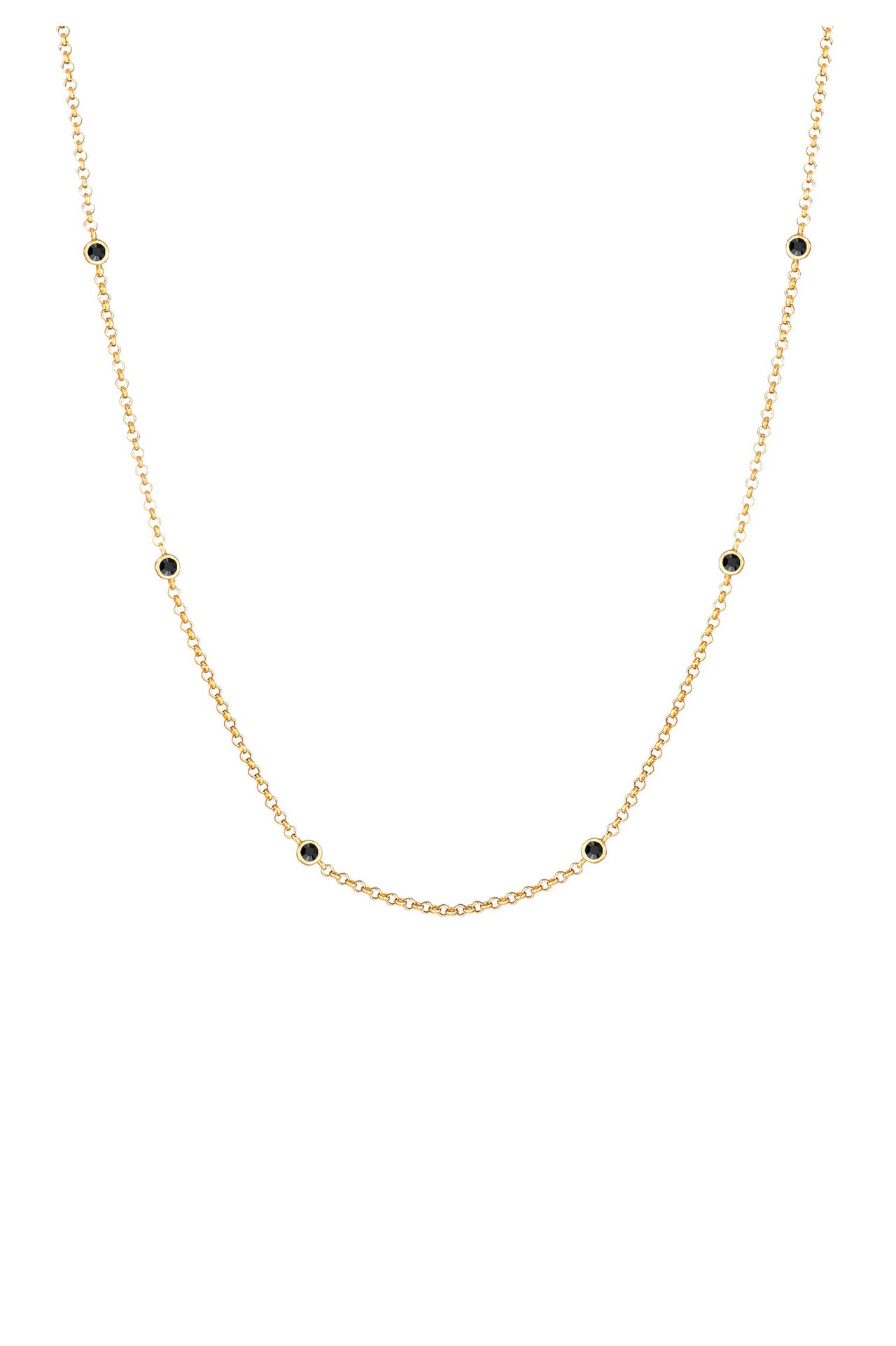 ELLI Kette Solitär Glamourös Schwarz 925 Silber, mit Kristallen von Swarovski® Gold, Bild 1