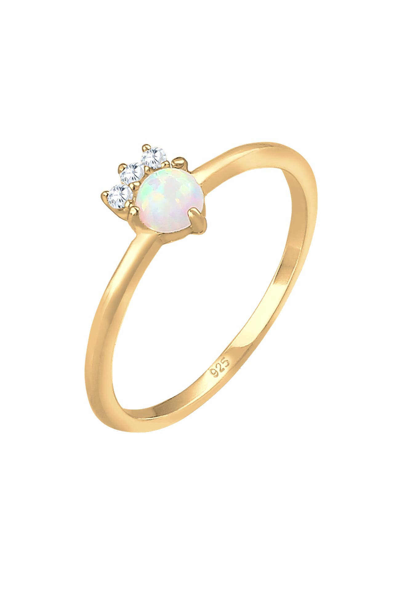 ELLI Ring Vintage Zirkonia Kristalle Opal Trend 925 Silber Gold, Bild 1