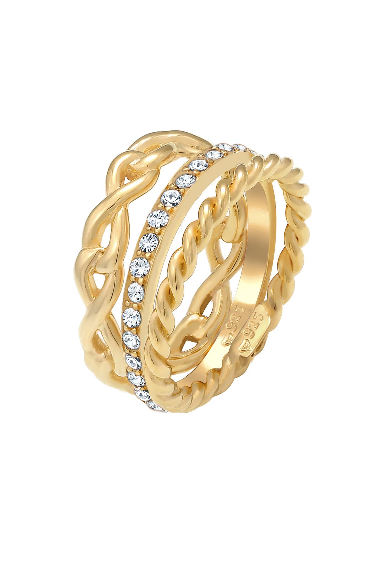 ELLI Ring Ring Set Infinity 925 Silber, mit Kristallen von Swarovski® Gold, Bild 1