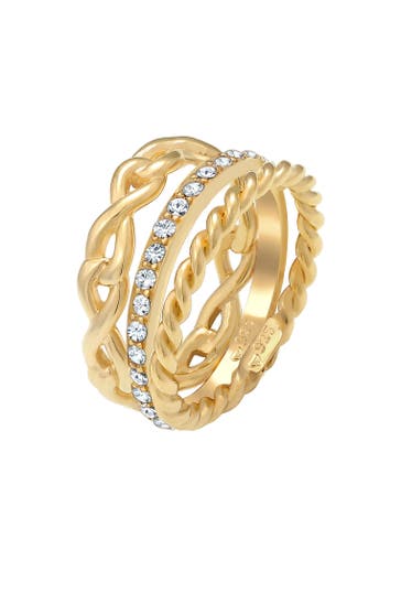 ELLI Ring Ring Set Infinity 925 Silber, mit Kristallen von Swarovski® Gold
